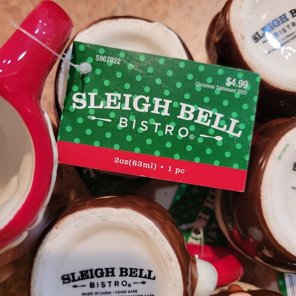 Mini Santa Mugs (6) ~ Sleigh Bell Bistro ~ Retro Look ~ Christmas ~ NWT - Picture 7 of 12